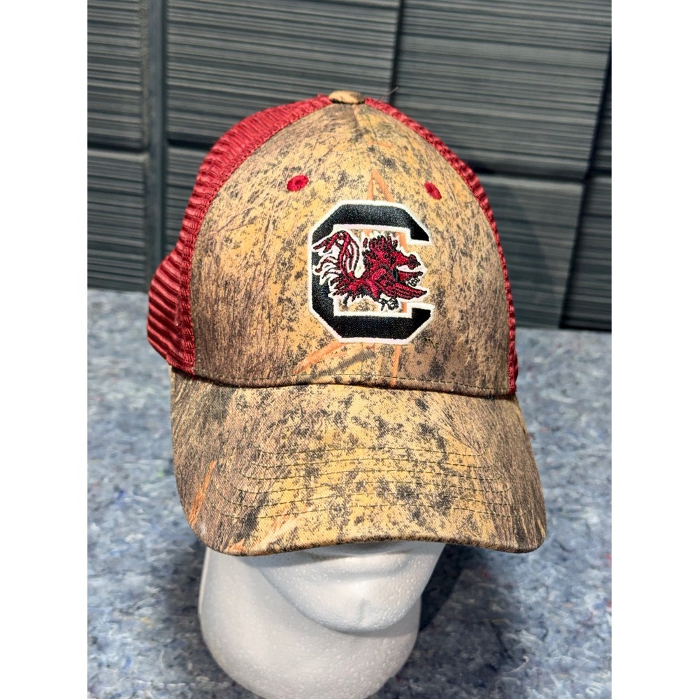South Carolina Gamecocks Camo Trucker Hat Captivating Headwear Red Mesh Snapback